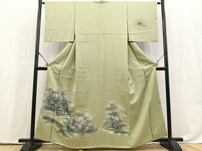 平和屋着物■訪問着　手描き　風景樹林文　金彩　正絹　逸品　BAAY5408yc