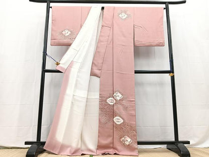 平和屋着物■訪問着　友禅　双鶴菱天井花文　正絹　逸品　BAAY5431yc