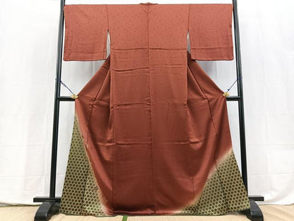 平和屋着物■色留訪問着　総刺繍　籠目花文　暈し染め　金彩　正絹　逸品　BAAY5407yc