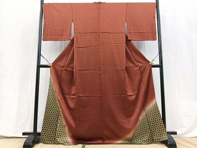 平和屋着物■色留訪問着　総刺繍　籠目花文　暈し染め　金彩　正絹　逸品　BAAY5407yc
