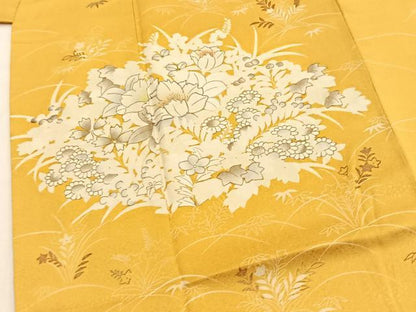 平和屋着物■訪問着　銀駒刺繍　草花文　金銀彩　正絹　逸品　BAAY5405yc