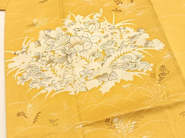 平和屋着物■訪問着　銀駒刺繍　草花文　金銀彩　正絹　逸品　BAAY5405yc