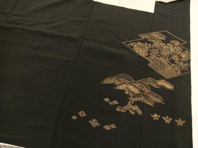 平和屋着物●中国三大刺繍　相良刺繍　黒留袖　竹屋町刺繍　吉祥花文　金銀糸　正絹　逸品　BAAY5410yc