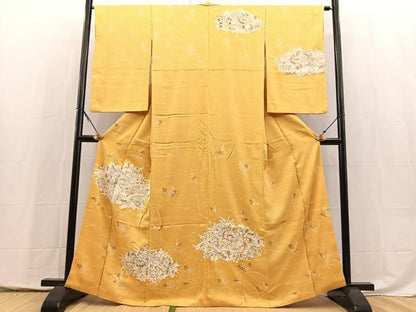 平和屋着物■訪問着　銀駒刺繍　草花文　金銀彩　正絹　逸品　BAAY5405yc