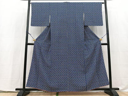平和屋着物■上質な小紋　型染め　草花文　正絹　逸品　未使用　BAAY5433yc