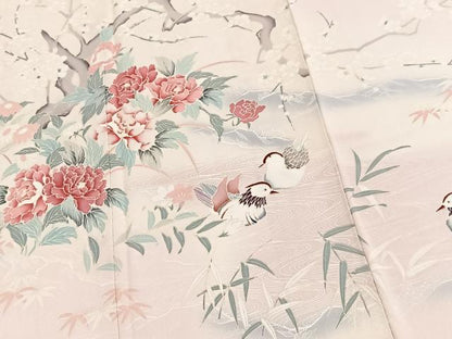 平和屋着物■訪問着　鴛鴦花文　暈し染め　金彩　正絹　逸品　BAAY5458yc