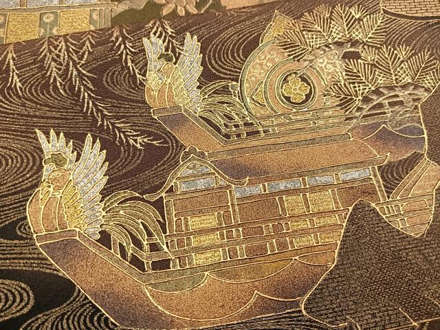 平和屋着物■豪華黒留袖　作家物　風景花鳥文　暈し染め　金銀彩　正絹　逸品　BAAY5472yc