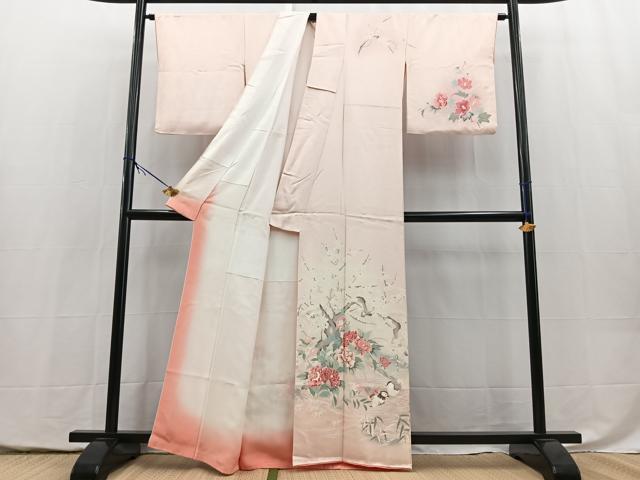 平和屋着物■訪問着　鴛鴦花文　暈し染め　金彩　正絹　逸品　BAAY5458yc