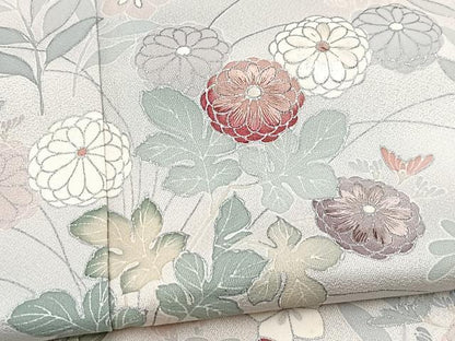 平和屋着物■訪問着　刺繍　草花文　暈し染め　銀彩　三越扱い　正絹　逸品　BAAY5446yc