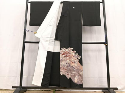 平和屋着物■豪華黒留袖　松竹梅御所解文　金彩　正絹　逸品　BAAY5468yc
