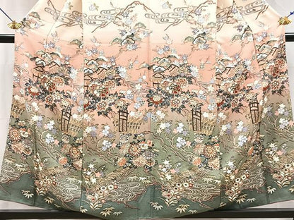 平和屋着物■訪問着　御所解花文　暈し染め　金彩　正絹　逸品　BAAY5486yc