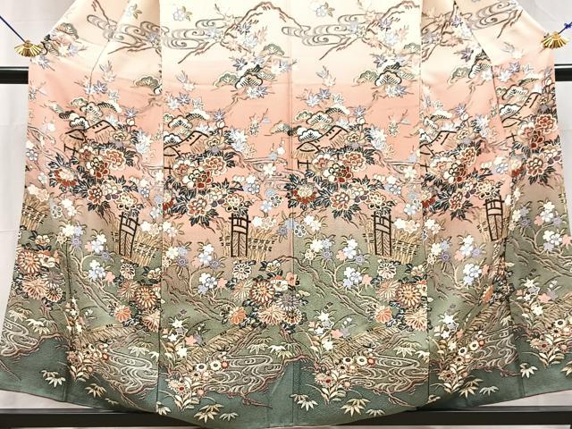 平和屋着物■訪問着　御所解花文　暈し染め　金彩　正絹　逸品　BAAY5486yc