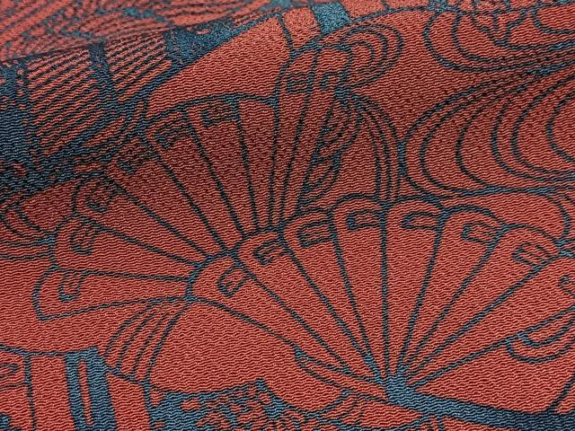 平和屋着物●宮内庁御用達　赤城右堂　小紋　型染め　風景花文　正絹　逸品　BAAY5482yc