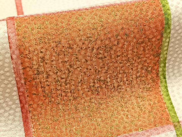 平和屋着物■上質な小紋　格子柄花文　金彩　三越扱い　正絹　逸品　BAAY5444yc
