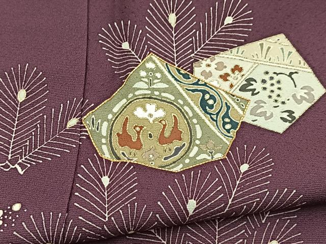 平和屋着物●訪問着　駒刺繍　切嵌花鳥文　ロング丈　正絹　逸品　BAAY5485yc