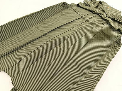 平和屋着物●男性　神代袴　馬乗り袴　縞　正絹　逸品　BAAY5471yc
