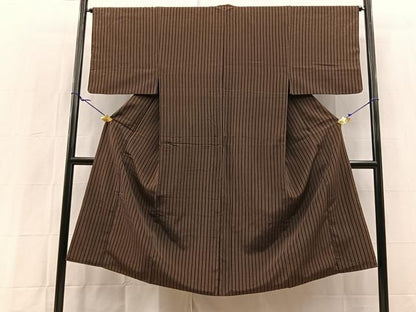 平和屋着物■男性　お召　縞　正絹　逸品　BAAY5448yc