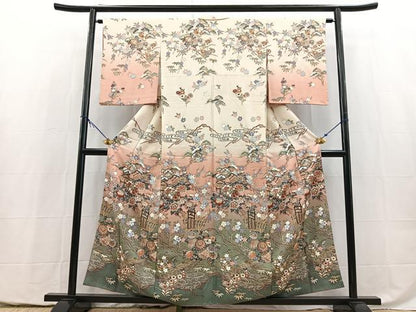 平和屋着物■訪問着　御所解花文　暈し染め　金彩　正絹　逸品　BAAY5486yc