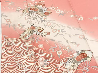 平和屋着物■訪問着 立波扇面花文 暈し染め 金銀彩 正絹 逸品 BAAY5483yc