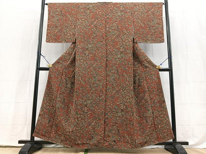 平和屋着物■上質な小紋　更紗花鳥文　鬼しぼ縮緬　正絹　逸品　未使用　BAAY5457yc