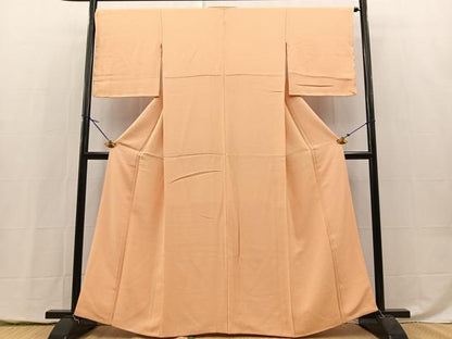 平和屋着物■上質な色無地　五三桐地紋　雄黄色　正絹　逸品　BAAY5452yc