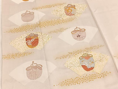 平和屋着物■訪問着　刺繍　地紙仕覆文　金彩　正絹　逸品　BAAY5460yc