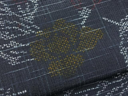 平和屋着物■上質な紬　草花文　正絹　逸品　BAAY5451yc