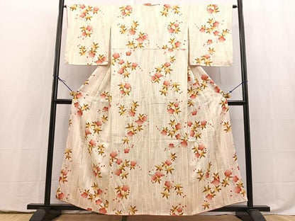 平和屋着物■上質な小紋　竹梅楓文　金彩　正絹　逸品　BAAY5459yc