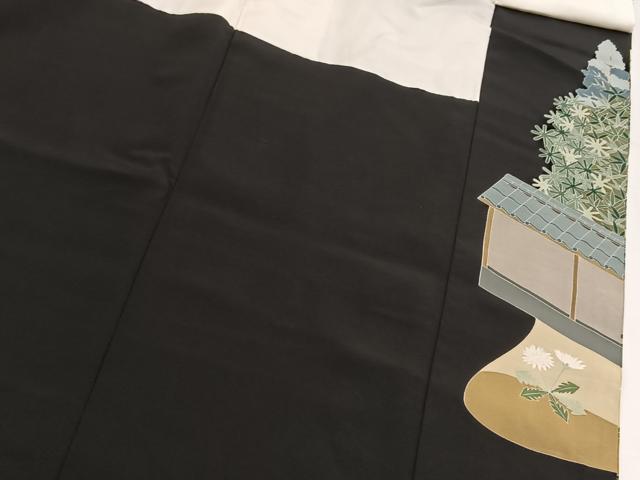 平和屋着物■豪華黒留袖　友禅　作家物　花鳥風景文　正絹　逸品　BAAY5461yc