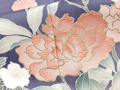 平和屋着物■訪問着　刺繍　陶器花文　暈し染め　金彩　正絹　逸品　BAAY5449yc
