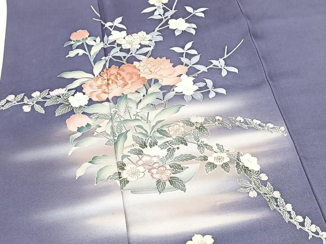 平和屋着物■訪問着　刺繍　陶器花文　暈し染め　金彩　正絹　逸品　BAAY5449yc
