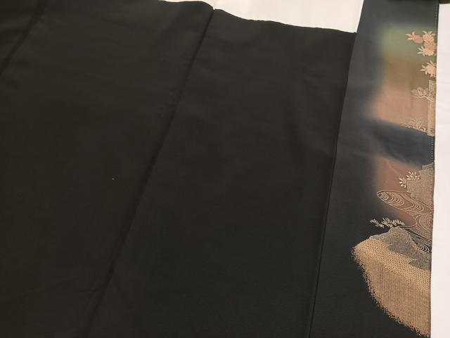 平和屋着物■豪華黒留袖　作家物　風景花鳥文　暈し染め　金銀彩　正絹　逸品　BAAY5472yc