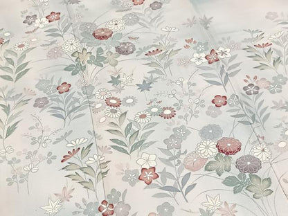 平和屋着物■訪問着　刺繍　草花文　暈し染め　銀彩　三越扱い　正絹　逸品　BAAY5446yc