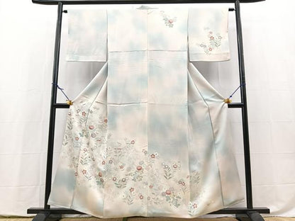 平和屋着物■訪問着　刺繍　草花文　暈し染め　銀彩　三越扱い　正絹　逸品　BAAY5446yc