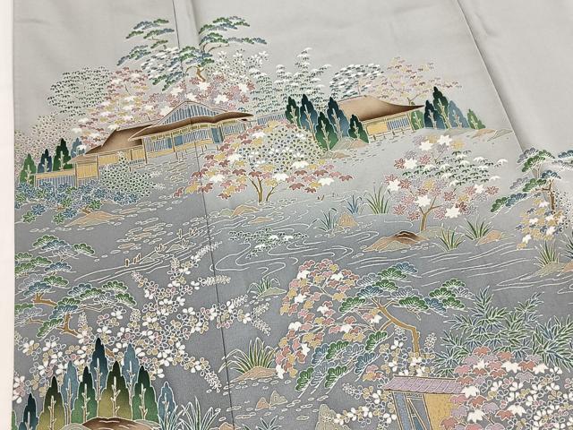 平和屋着物■豪華色留袖　流水風景文　暈し染め　正絹　逸品　BAAY5481yc