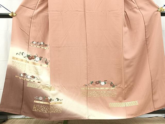 平和屋着物■訪問着　刺繍　横段花文　暈し染め　金彩　正絹　逸品　BAAY5497yc