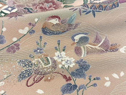 平和屋着物■豪華色留袖　吉祥鴛鴦花文　暈し染め　金銀彩　正絹　逸品　BAAY5496yc