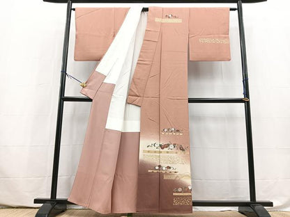 平和屋着物■訪問着　刺繍　横段花文　暈し染め　金彩　正絹　逸品　BAAY5497yc