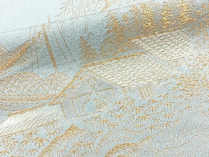 平和屋着物■豪華色留袖　寿光織　流水風景文　金糸　正絹　逸品　BAAY5491yc