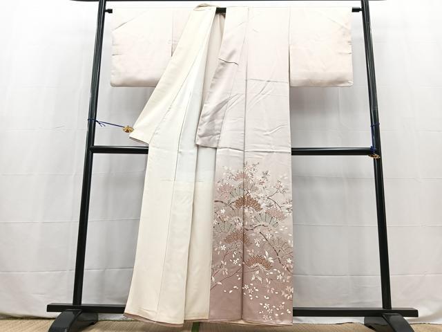 平和屋着物■豪華色留袖　作家物　駒刺繍　松桜文　暈し染め　金彩　正絹　逸品　BAAY5498yc