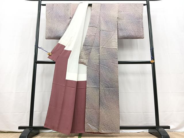 平和屋着物■上質な小紋　総絞り　霞文　暈し染め　正絹　逸品　BAAY5495yc