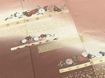 平和屋着物■訪問着　刺繍　横段花文　暈し染め　金彩　正絹　逸品　BAAY5497yc