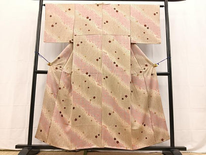 平和屋着物■上質な小紋　梅桜文　暈し染め　金彩　正絹　逸品　BAAY5490yc