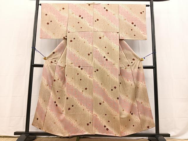 平和屋着物■上質な小紋　梅桜文　暈し染め　金彩　正絹　逸品　BAAY5490yc