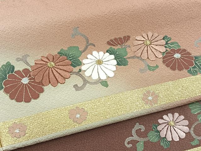平和屋着物■訪問着　刺繍　横段花文　暈し染め　金彩　正絹　逸品　BAAY5497yc