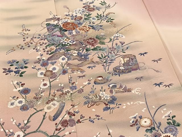 平和屋着物■豪華色留袖　吉祥鴛鴦花文　暈し染め　金銀彩　正絹　逸品　BAAY5496yc