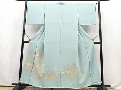 平和屋着物■豪華色留袖　寿光織　流水風景文　金糸　正絹　逸品　BAAY5491yc