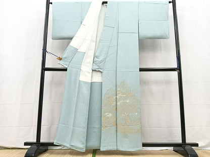 平和屋着物■豪華色留袖　寿光織　流水風景文　金糸　正絹　逸品　BAAY5491yc