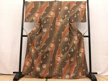 平和屋着物■上質な小紋　花丸文　金彩　正絹　逸品　BAAY5493yc