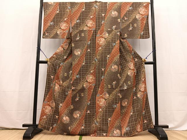 平和屋着物■上質な小紋　花丸文　金彩　正絹　逸品　BAAY5493yc